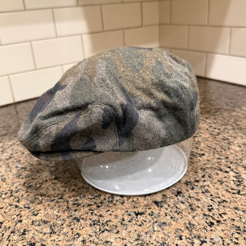Gap Camo Driver Flat Cap Men L/XL Green Camouflage Wool Blend Hat